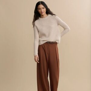 Jenni Kayne Women's 100% Cashmere Fisherman Oatmeal Sweater‎ Size XS